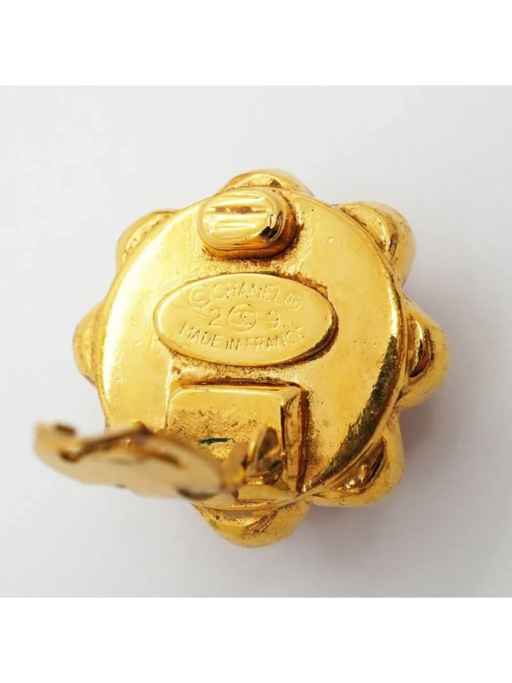 Chanel Earrings Vintage CC Logo Gold Plated